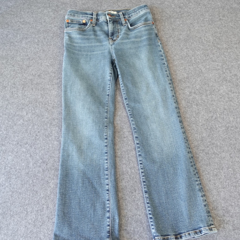 Madewell Mid-Rise Kick Out Jeans Blue Wash Petite 26P Altered Flare CKP489657678